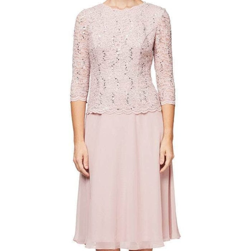 Alex Evenings 2121796 Cocktail Dress Shell Pink size 14P